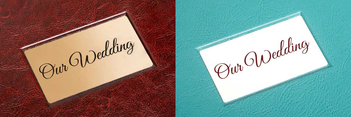 Варіанти шильда для обкладинок зі шкірзаміннника - фотокниги Софі