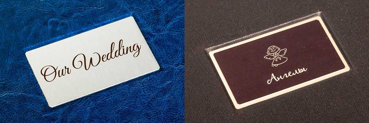 Варіанти шильда для обкладинок зі шкірзамінника - фотокнига Sofi